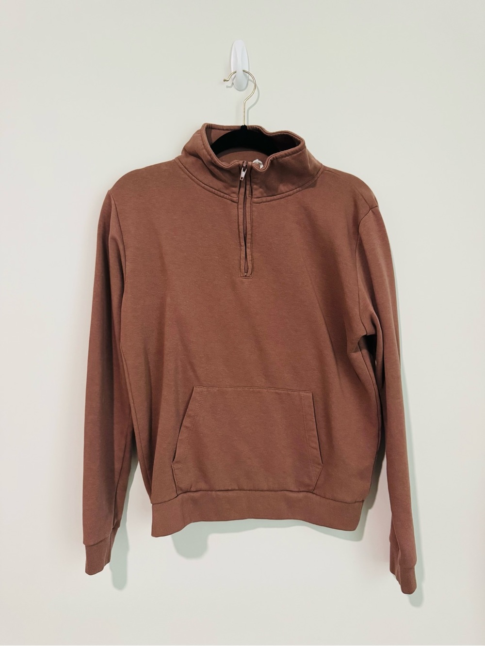 Brown Half-Zip Pullover Sweatshirt